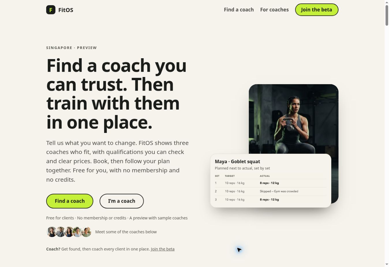 FitOS fitness app prototype welcome screen
